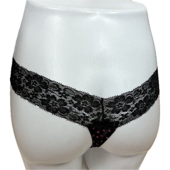 Honeydew Intimates M/L Pink-Black Heart Lace Waist Bow Thong Panties-Set of 2 - Picture 7 of 10